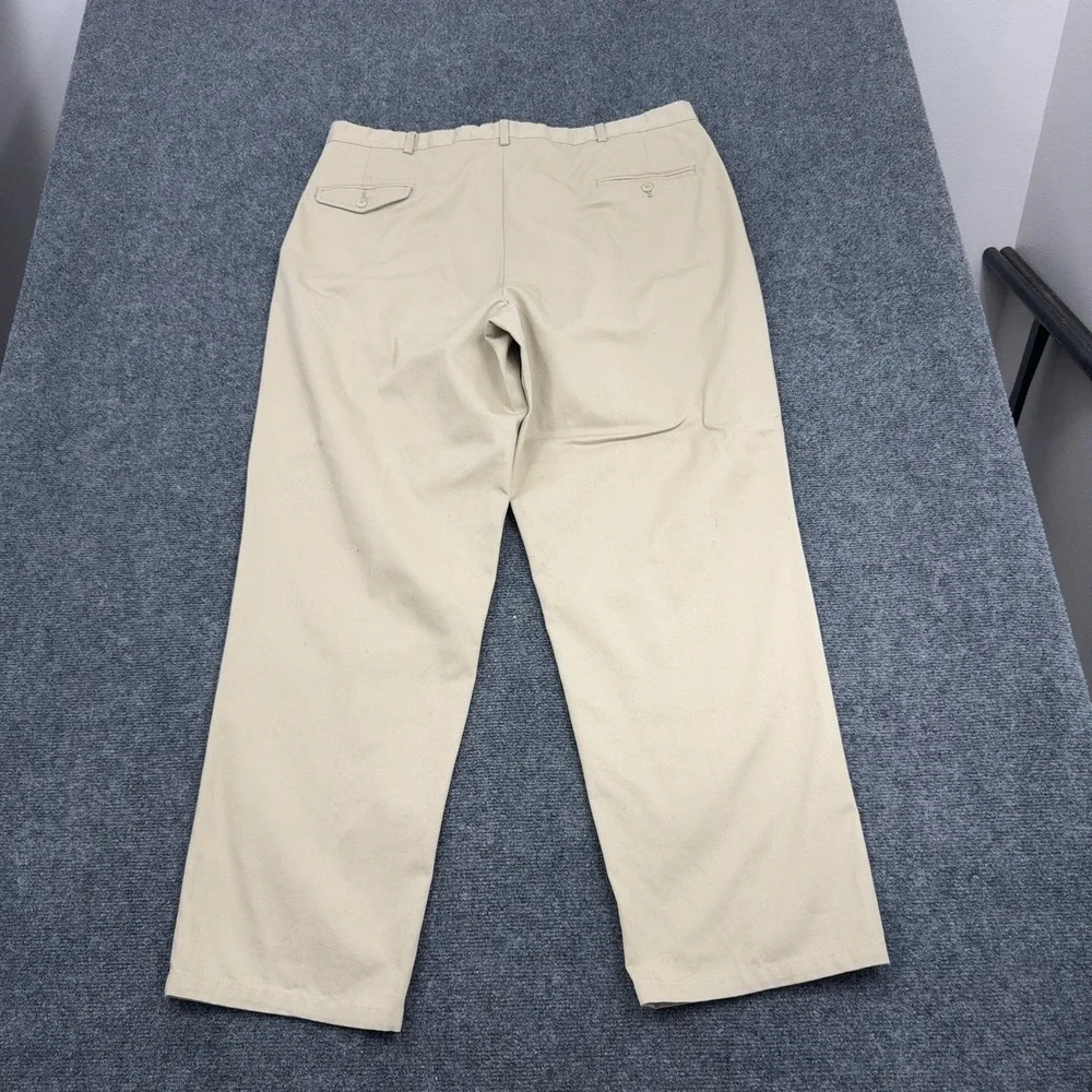 Vintage TravelSmith Pants Mens 42 Khaki Cotton Pleated Chino Casual Made in USA